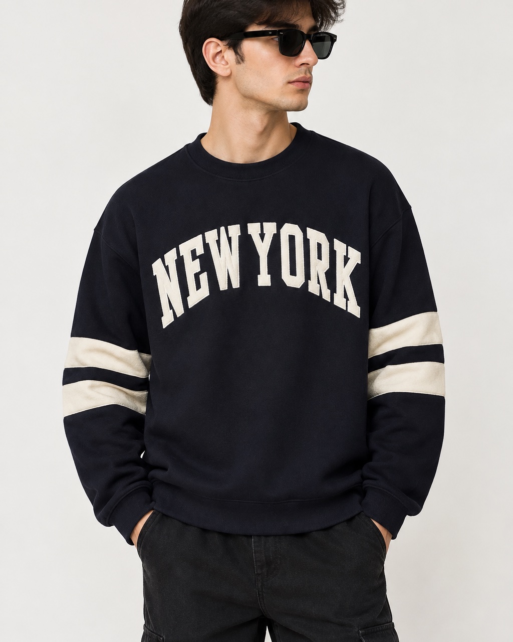 Navy blue men’s New York baggy sweatshirt