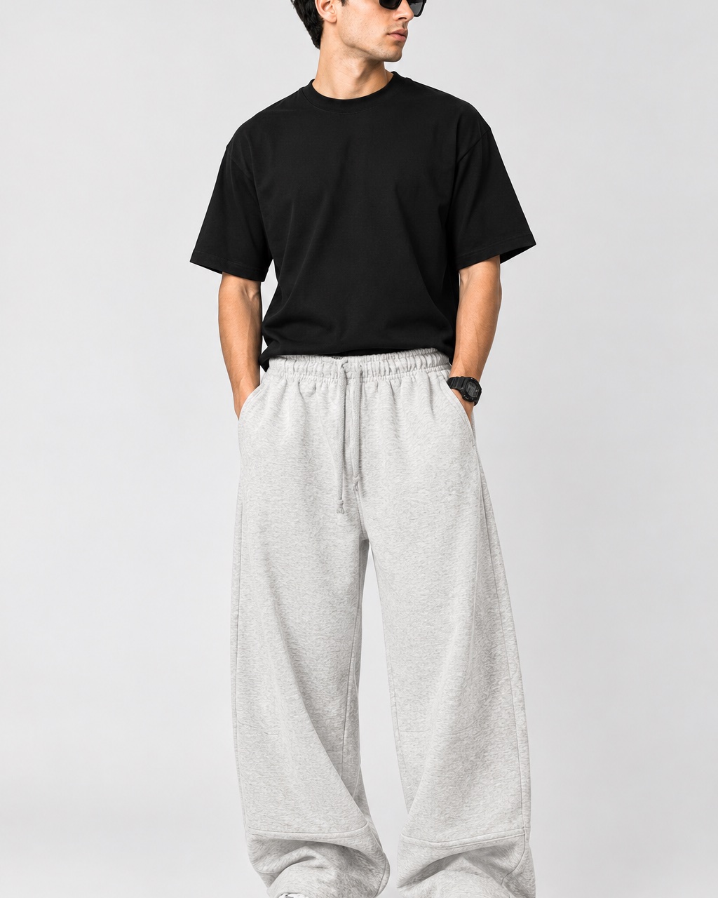 Light grey plain baggy trouser for mens