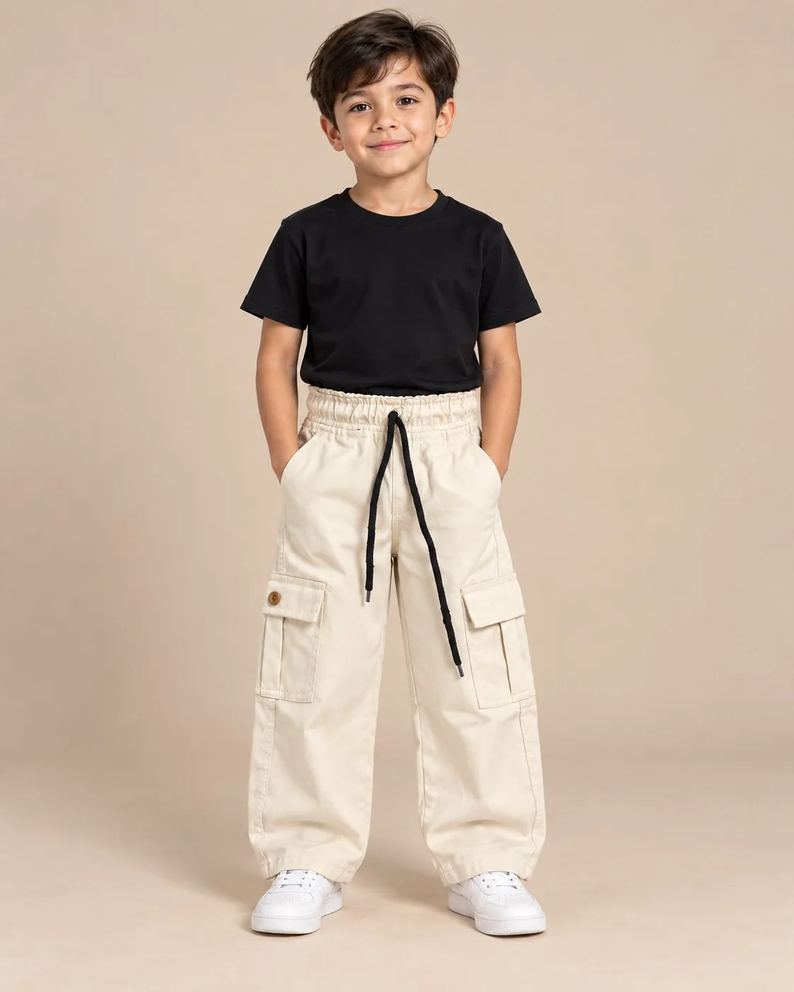 Baggy Cargo Trousers - Off White