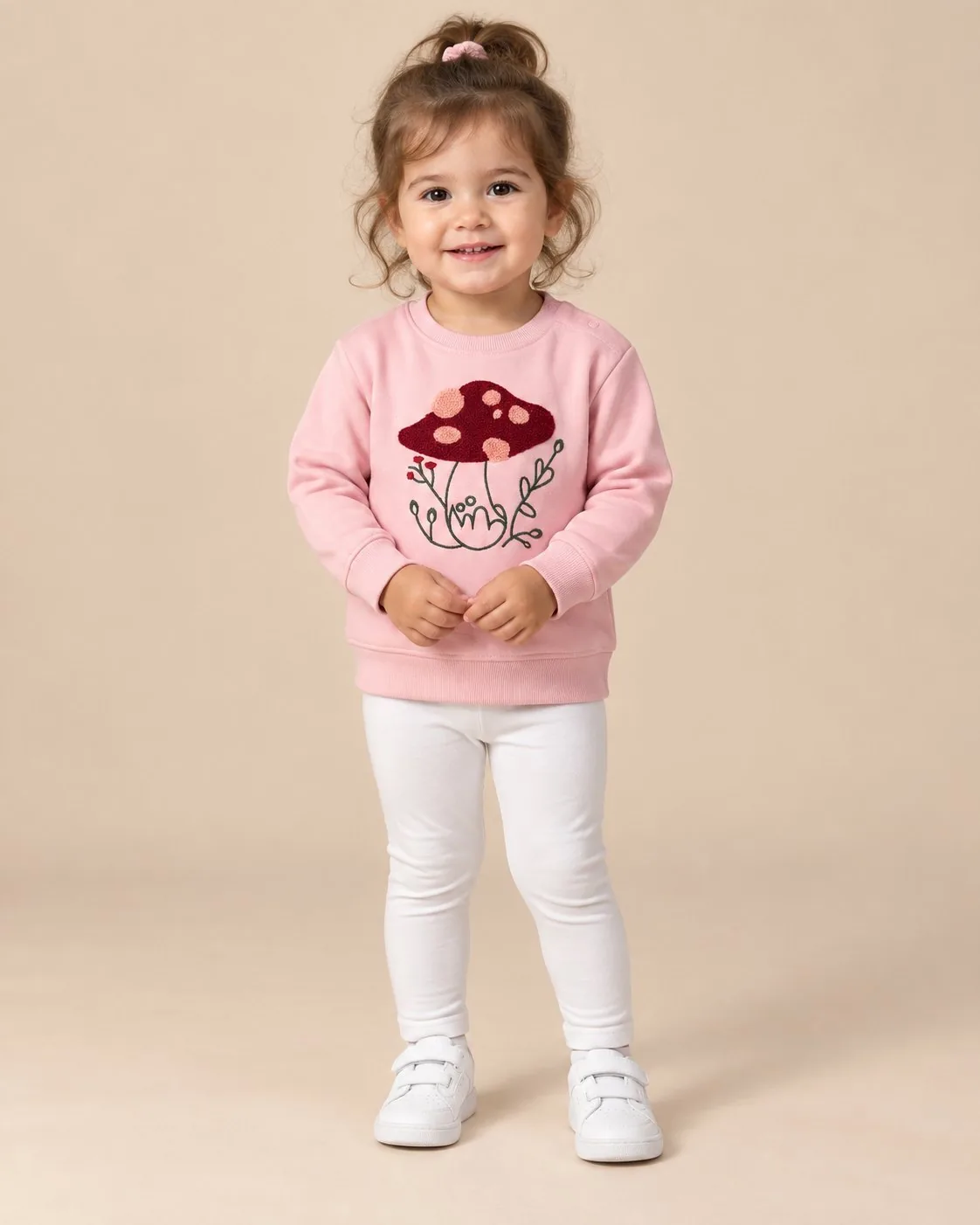 Mushroom Print Sweatshirt - Light Pink