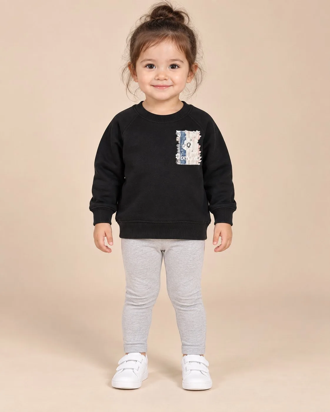 Patch Print Sweatshirt - Black
