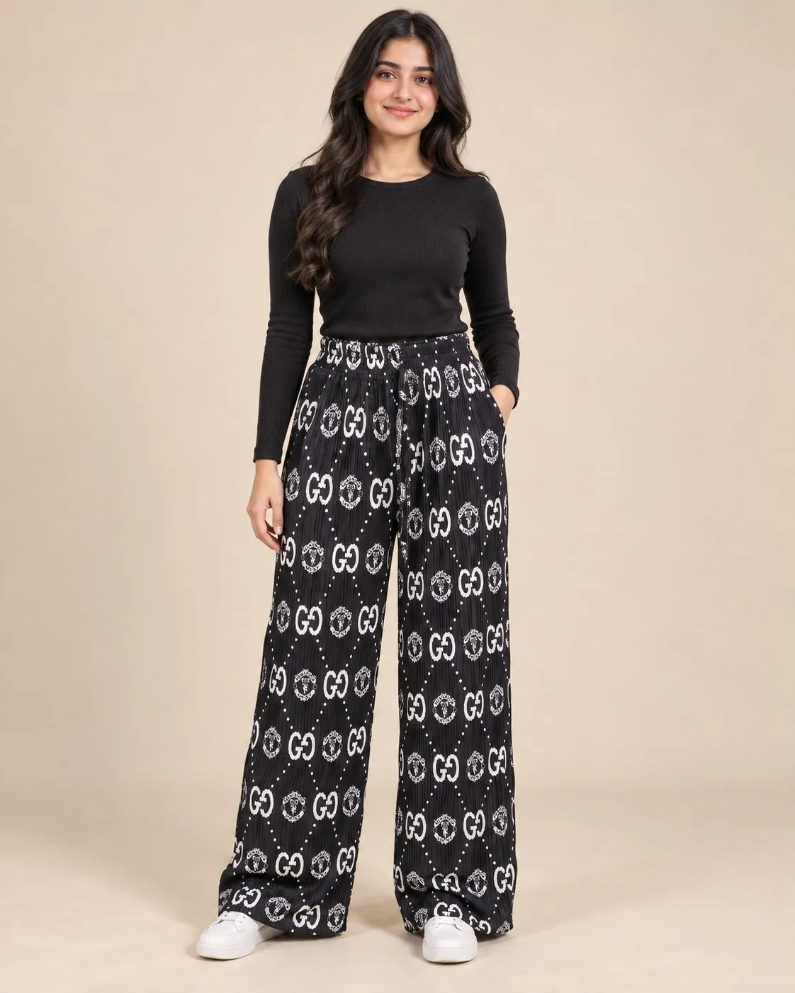Pleated Flapper Trousers - Black