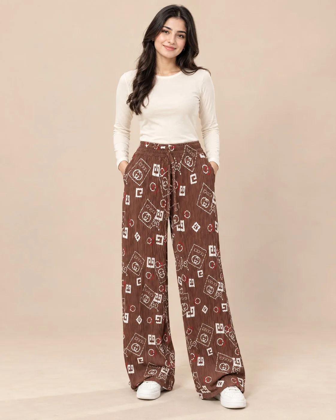 Pleated Flapper Trousers - Brown