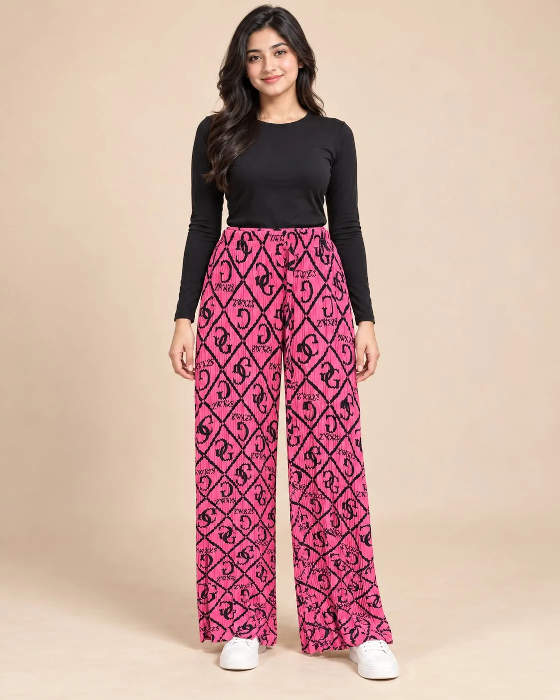 Pleated Flapper Trousers - Dark Pink