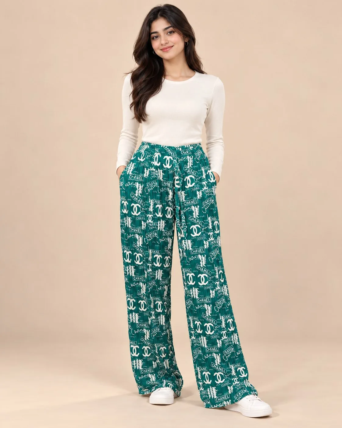 Pleated Flapper Trousers - Green