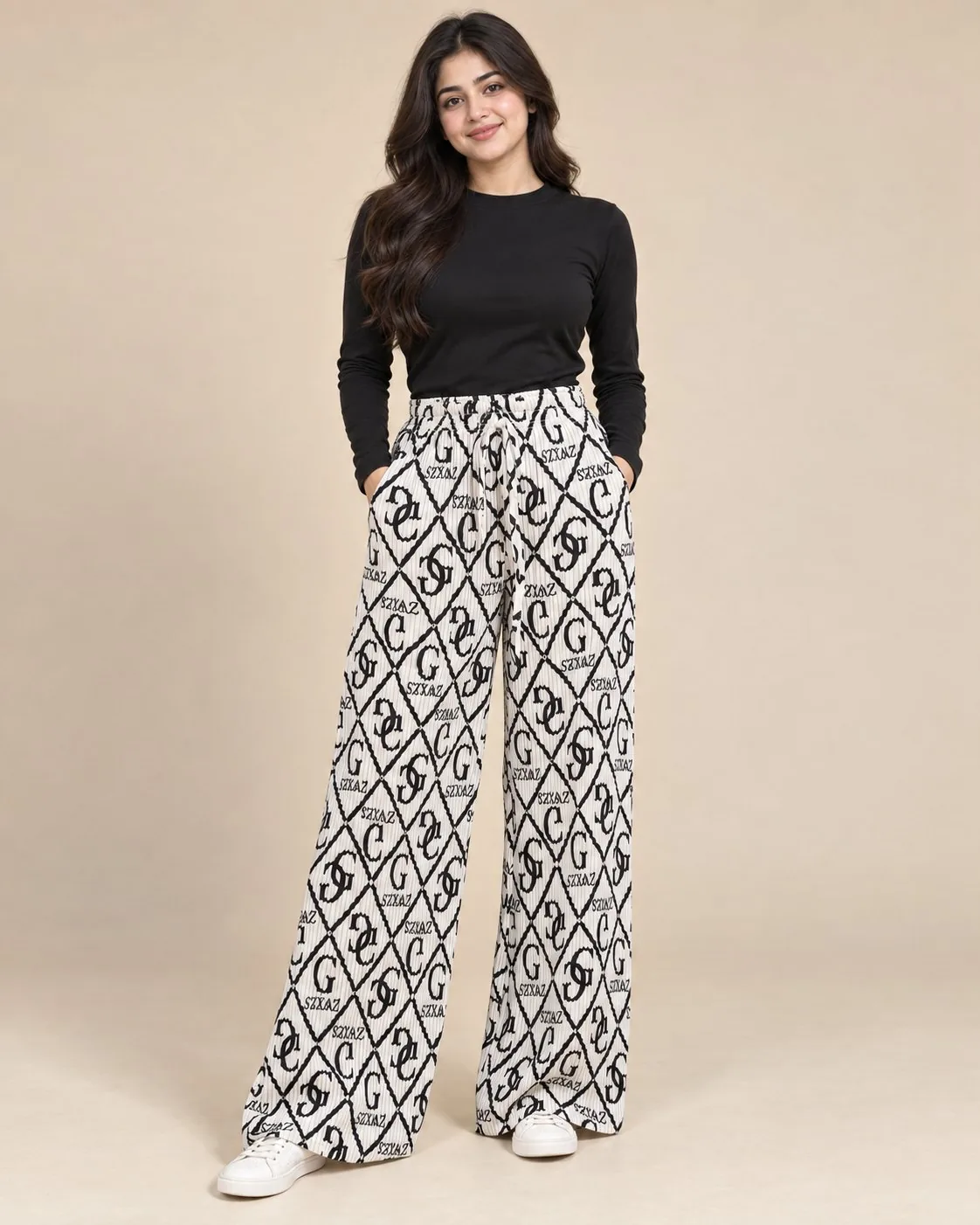 Pleated Flapper Trousers - White
