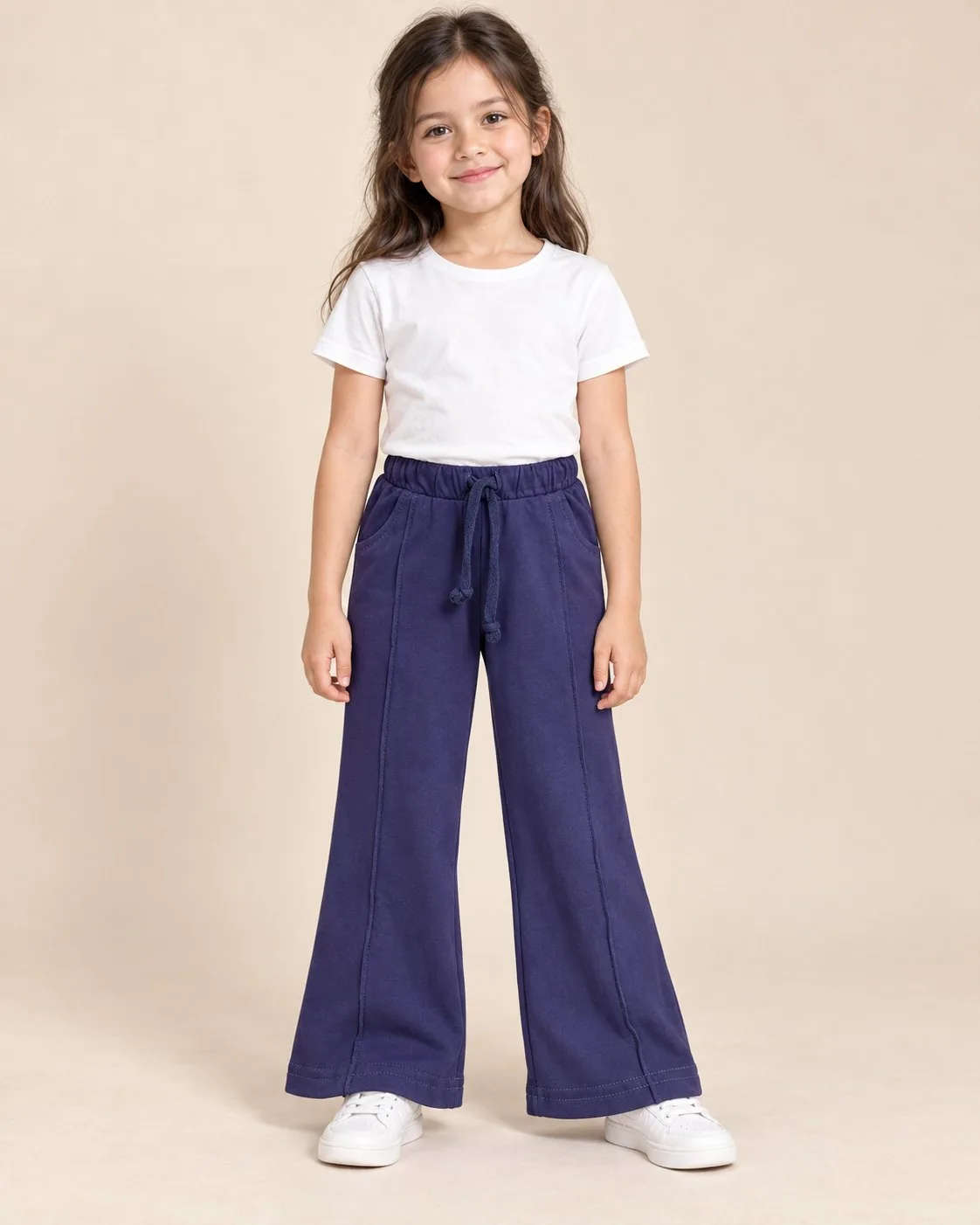 Wide-Leg Soft Trousers - Blue